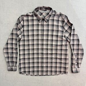Icebreaker Shirt Large Mens Button Up Long Sleeve Merino Wool Plaid Gray Outdoor
